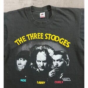 Vintage The Three Stooges Graphic Shirt Large Faded Black 1988 Single Stitch USA